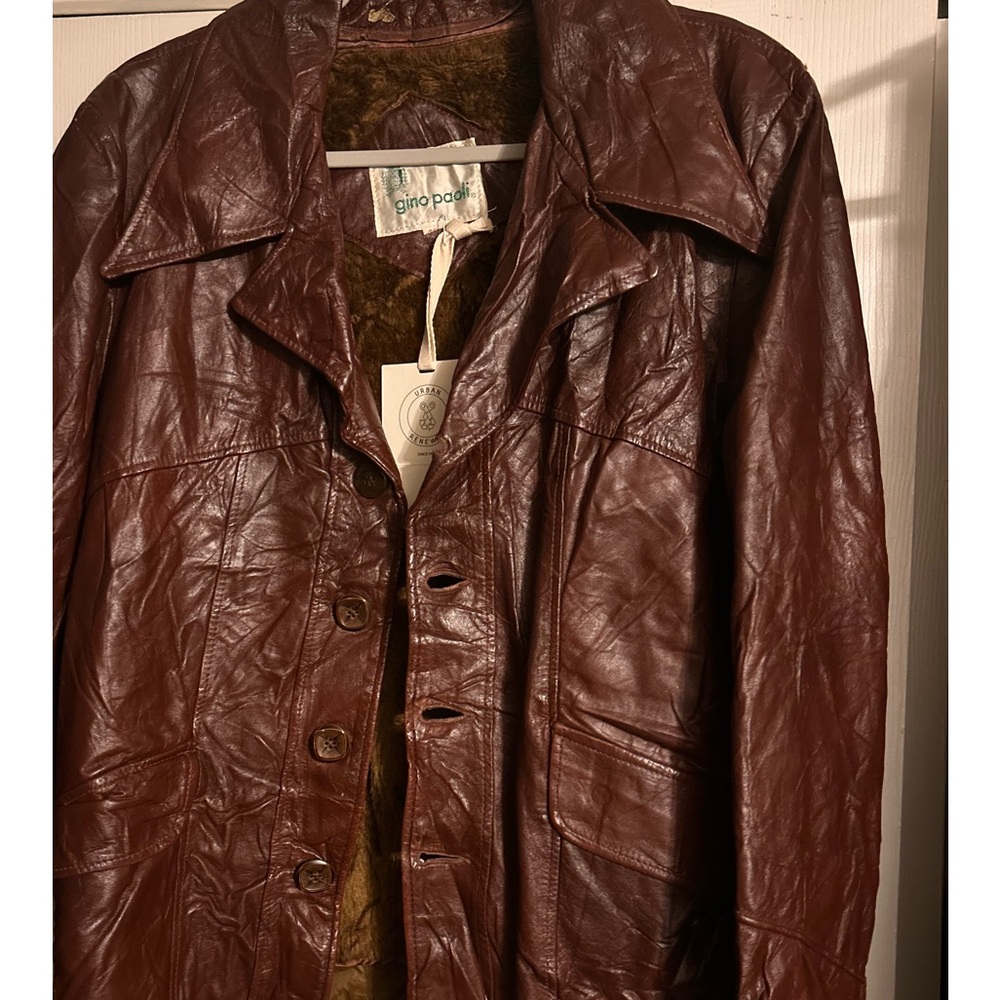 Vintage leather coat nwt size large cognac color